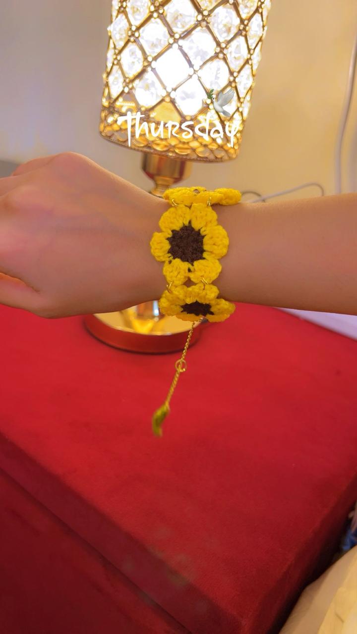 Crochet Sunflower Bracelet